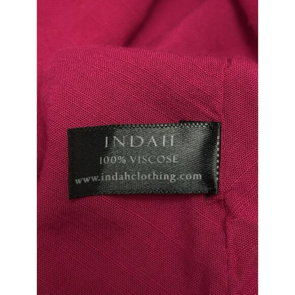 Indah Tahani Drape Neck Strappy Back Fuchsia Flowy Mini Dress Size Large - Picture 10 of 13